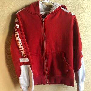 Red Supreme Zip-Up Hoodie